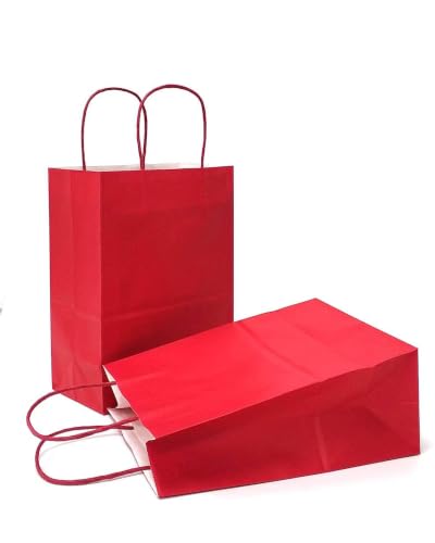 AZOWA Red Paper Gift Bags with Handles