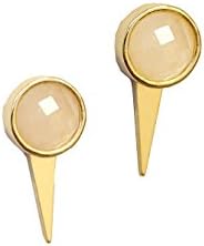 FIRE 3-WAY SPIKE EARRING JACKETS | Stud Earrings For Women | 24K Gold Round Gemstone Ear Studs | Convertible | Triangle Spike | Minimalist | Edgy | Unique Birthday Gifts For Women