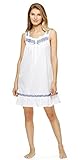 Eileen West Short Sleeveless Cotton Lawn Nightgown in White Concerto