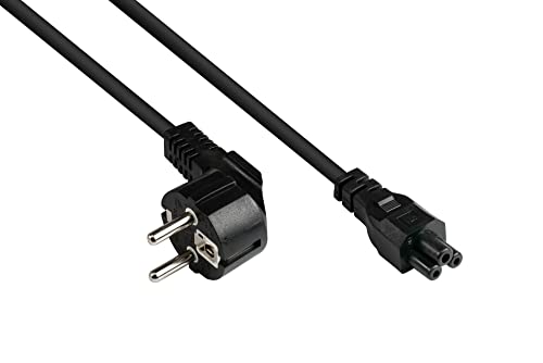 Good Connections P0105 de S050 Cable de alimentación, 5 m, protección de Contacto de Conector Tipo E + F (CEE 7/7, acodado) a C5 (Recto), Cable de Corriente para portátil, Monitor, 0,75 mm² Negro