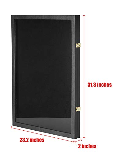 JackCubeDesign Lockable(2 Locks)/ Transparent Display Box/Case Cabinet for Jacket, Uniform, Jersey w/Acrylic Cover(Black) â€“ :MK358A