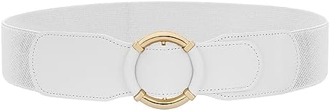 Wide Elastic Belt with Flower Pearl Decor Stretchy Snap Closure Amazon.com: Wriidy Wide Elastic Flower Belt White Stretchy  main image 2