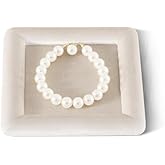 Dansmiy Resilient Velvet Ring Earring Bracelet Necklace Display Tray, Flat Jewelry Storage Organize Tray, Vintage Gold Bangle Pendant Watch Jewelry Dish Plate (Light Beige)