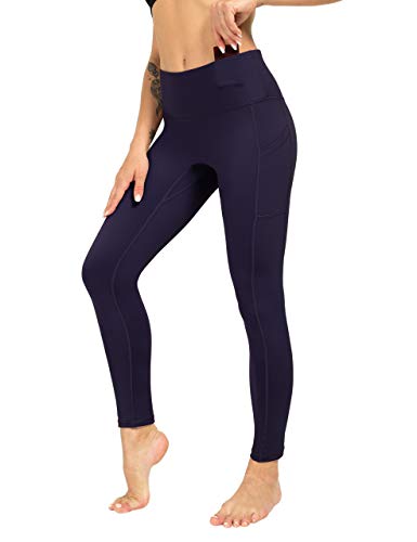 ZIIIIIZ High Waist Yoga Pants for Women Tummy Control Workout Athletic Compression Leggings with Pockets for Women(Navy-M)