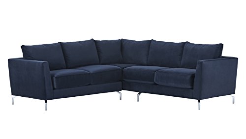 Rivet emerly modern velvet metal leg sectional sofa, 96…
