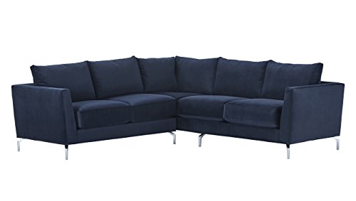 Rivet Emerly Modern Velvet Metal Leg Sectional Sofa, 96