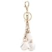 Pop Your Dream Charming Women Rose Keychain Crystal Tassel Car Bag Handbag Pendant Valentine's Day Gifts White
