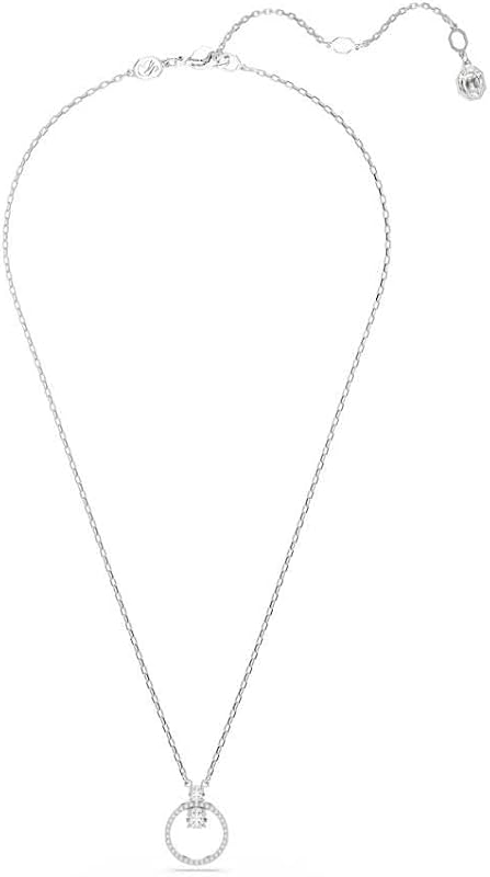 Pendente Constella, Pavé, Taglio Round, Bianco, Placcato rodio