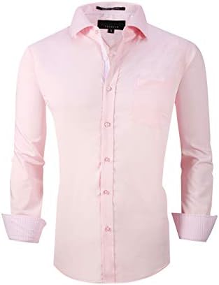 Monlando Mens Dress Shirts Wrinkle Free Regular Fit Bamboo Fiber Elastic Shirt