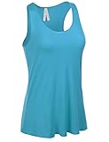 Emmalise Women's Flowey Lightweight Yoga Workout Tank Top Tee Tshirt,Teal, Small