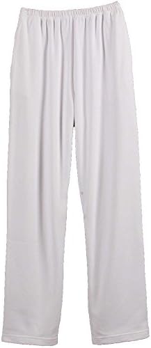 UltraSofts Elastic-Waist Interlock Pull-On Pants, White, Large