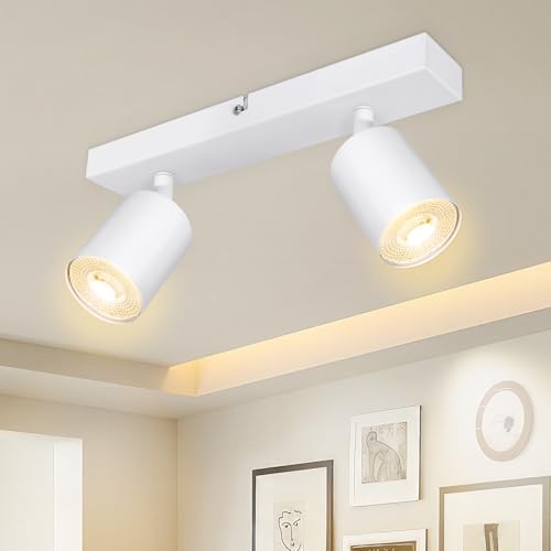 Dehobo Lampada Faretti da Soffitto LED Orientabili, Faretti da Parete Interno GU10 Bianco Opaco, Lampadario LED Moderna da Soffitto per Camera da Letto Cucina Soggiorno, Lampadina non Inclusa