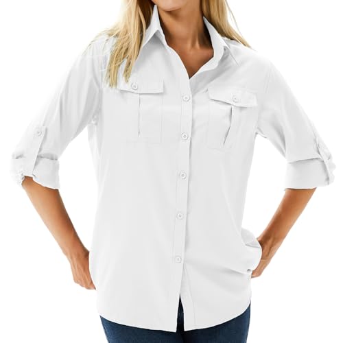 Asfixiado Camicia da donna UPF 50+, protezione dai raggi UV, a maniche lunghe, da donna, per attività all'aria aperta, traspirante, per sport all'aria aperta, fresco, Quick Dry