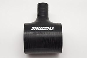 Autobahn88 Automotive Silicone Hose Bend, T-Piece 3-Way BOV Coupler, ID=2.5" (64mm), Spout ID=1" (25mm), Length 3" (76mm), Wa