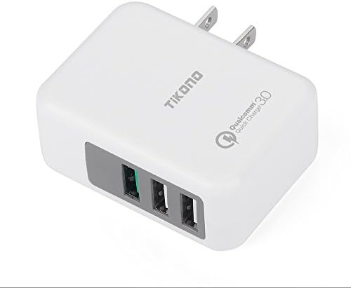 USB Wall Charger with Quick Charger 3.0 Port, TIKONO 3 Port USB Wall Charger adapter for Smartphones (White)