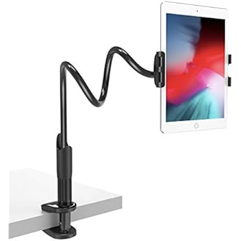 Gooseneck Tablet Holder, Lamicall Tablet Mount: Flexible Tablet Arm Holder Stand for Bed Compatible with Pad Mini Pro Air, Nintendo Switch, Samsung Galaxy Tabs, for 4.7-10.5 inch Device - Black