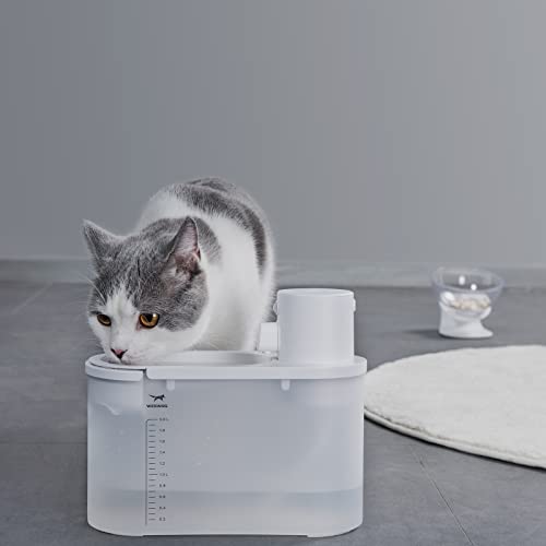 Automatic Pet Water Dispenser Fountain: Battery Powered Cordless Drinking Dispenser for Cat Dog - 68oz/2L Large Water Bowl - Ultra Quiet Smart Pump by Thermal/Motion Detection - 30~60days Battery Life
