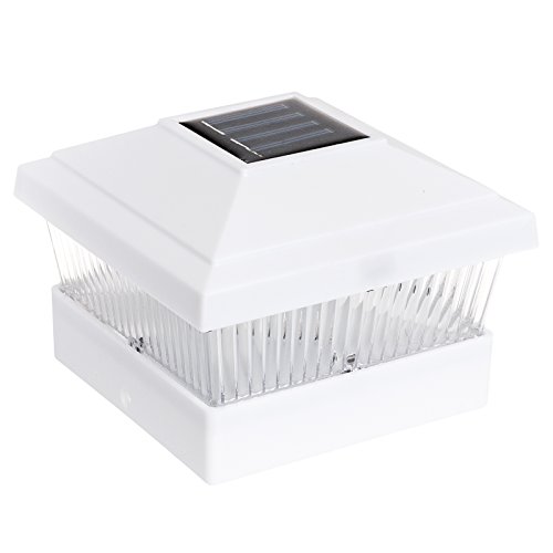 Solar Power White Outdoor Garden Pathway Deck Dock Patio Fence Post Light