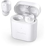 True Wireless Bluetooth Earbuds, CloudFox Bluetooth 5.0 Headphones with 30 Hours Playtime, One-Step Pairing Easy Control, Wireless Earbuds Stereo Sound Deep Bass, Built-in Mic and Sweatproof - White