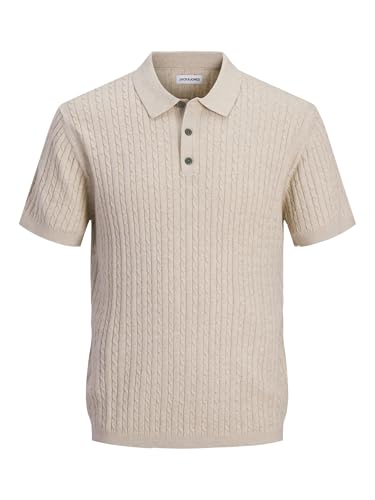 Jjeemil Knit Cable Polo SS Sn, Avena, M