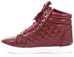 Soho Shoes New Women's Quilted Zipper High Top Lace Up Sneaker