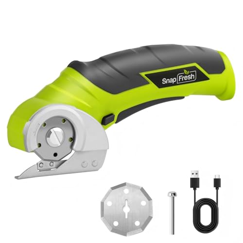 SnapFresh Kartonschneider Elektrische Schere 4V Kabellose Rollschneider Akku-Universalschneider Akkuschere - 2 Selbstschärfende Klingen - für Karton,