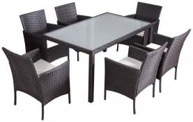 Jet-Line Gartenmöbel Mexiko schwarz Essgruppe Polyrattan 6 Stühle und