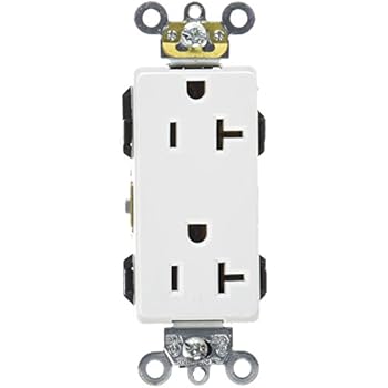 Leviton 16362-W 20-Amp, 125-Volt, Decora Plus Duplex Receptacle, Straight Blade, Industrial Grade, Self Grounding, White