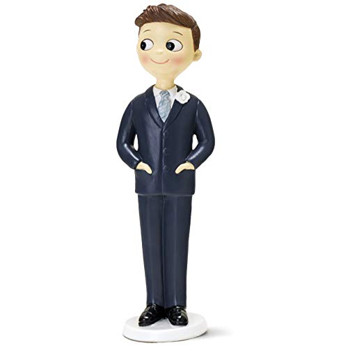 Mopec Figura Torta Sposo Mani nelle Tasche, Resina, Blu, 21 cm