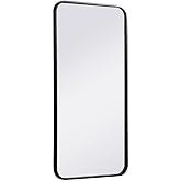 ARS Concepts Aura, Soft Corner Metal Rectangular Mirror 18X36 Inch in, Modern, Black