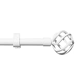 GB HOME COLLECTION gbHome GH-6815WV3 Empyrean Grace Curtain Rod, 86-120 in, White, Metal Single Rod Window Treatment Rod Drapery Rod