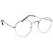 Retro Round Clear Lens Glasses Metal Frame - Silver