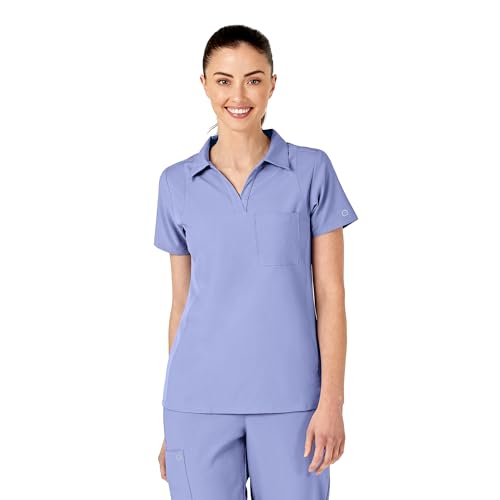 Wink W123 Women's Collar Scrub Top, Ceil Blue, XX-Small