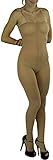 ToBeInStyle Women's Opaque Crotchless Spaghetti Strap Body Stocking - Beige - Q