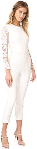 Misha Collection Women's Geena Lace Pantsuit, Ivory, 6