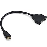 Ioffersuper 1080P HDMI Port Male to 2Female 1 in 2 Out Splitter Cable Adapter Converter Home