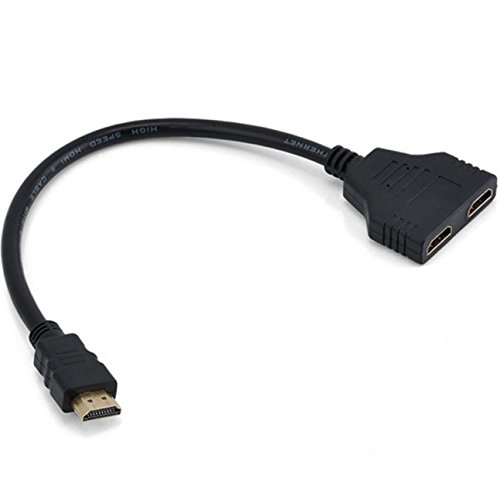 Ioffersuper 1080P HDMI Port Male to 2Female 1 in 2 Out Splitter Cable Adapter Converter Home