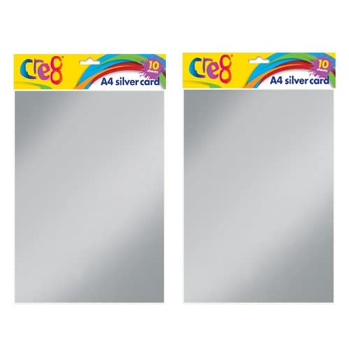A4 Silver Cardboard, Pack of 20 Sheets