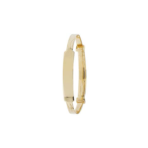 British Jewellery House Christening Baby Gold ID Bangle New born Bangles for Girls and Boys, Solid 9ct 375 Yellow Gold Bracelet, Birthday Girl Boy Gift