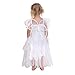 Girls Princess Fairy Wings Tutu Long Dress Birthday Party Costume Halloween, White 7-9 Year
