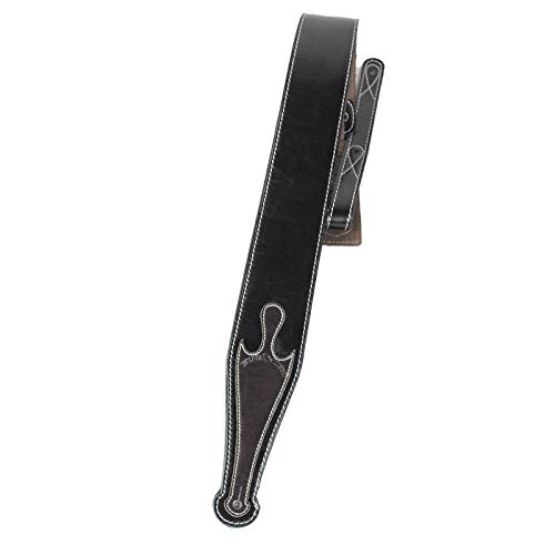 Walker & Williams C-20 Custom Black with Brown Gothic Overlay Padded Leather Guitar Strap