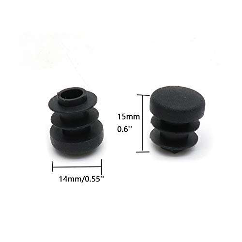 BTMB Black Furniture Glides End Cap Round Plastic Tubing Pipe Insert Plug,Pack of 100 (Dia 14mm/0.55'')