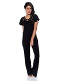 kathy ireland Women's 2 Piece Cap Sleeve Pajama Sleepwear Set w Lace Detailing