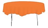 Creative Converting Octy-Round Plastic Table Cover, 82-Inch, Sunkissed Orange