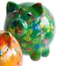 FRENCH DECORATIVE PIGGY BANK GIFT FLOWER POWER IN BLOOM GREEN - C