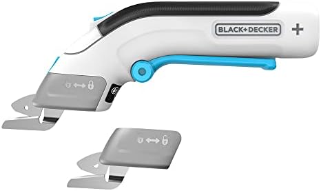 BLACK+DECKER 3.6v Tesoura, Gatilho extra longo, Luz LED, Design ergonómico, Bateria de 1.5Ah, carregamento USB, Inclui 2 lâminas de corte, Multicolor, BCSC115-XJ