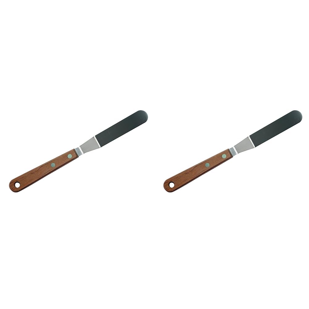 Dexam 17841296 Angled Spatula with Wooden Handle 11cn, Brown, 22cm (Pack of 2)