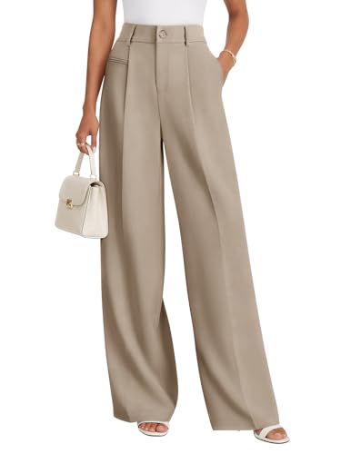 nimin Women Wide Leg Dress Pants Apricot