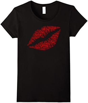 Womens Lip Words T-Shirt BossBabe Glossy Oops Lipstick Tee XL Black