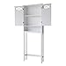 Teamson Home Dawson Wooden 2-Door Bathroom Etagere Over The Toilet Space Saver Cabinet with Interior Adjustable Shelf and Open Shelf, White with Chrome Knobs